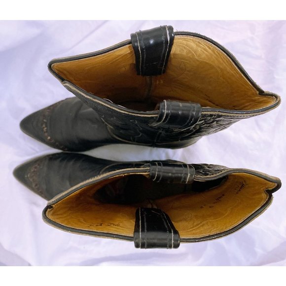 Tony Lama Black Heeled Boots - Picture 4 of 8